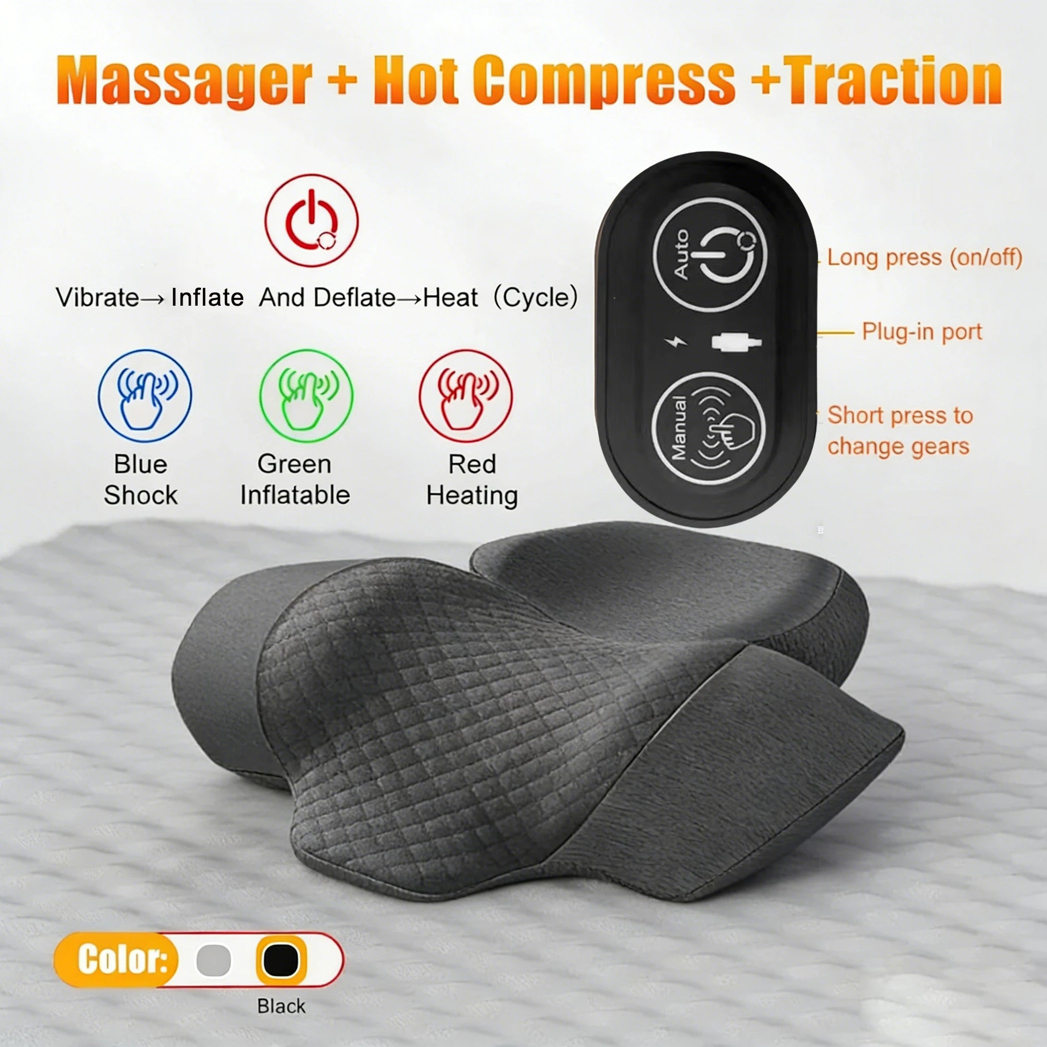 Electric Neck Massager with Heat and Traction Therapy - Tidesmit Relaxation Treatment NEW-Hot-Traction Tidesmit