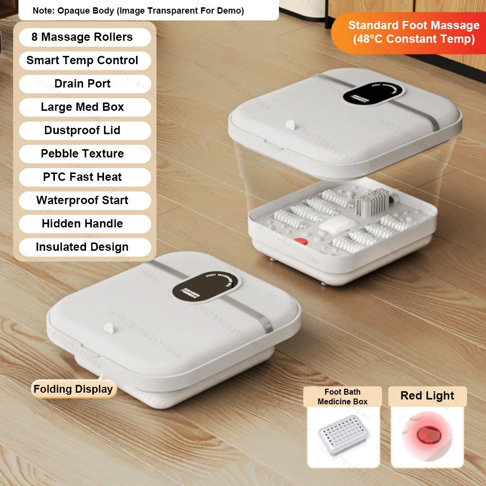 Folding Electric Foot Bath Massager with Heat Therapy & Bubble Spa Massage Cushion Basic Style Tidesmit