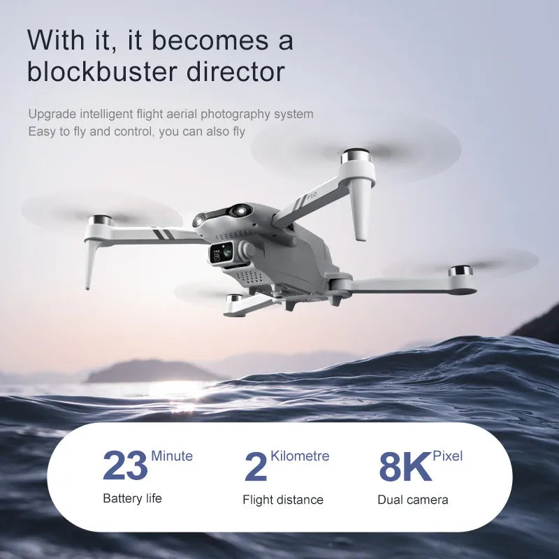 F10 GPS Camera Drone with 8K Dual Lens - Foldable Brushless Design Tidesmit