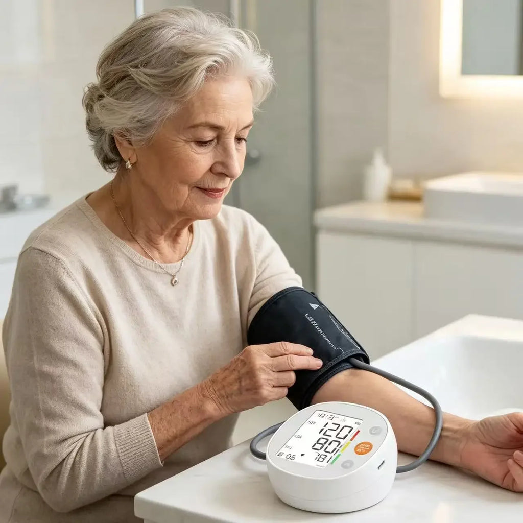 Round Upper Arm Blood Pressure Monitor Automatic Accurate Digital Medical BP Meter Sphygmomanometer for Elderly Home Use
