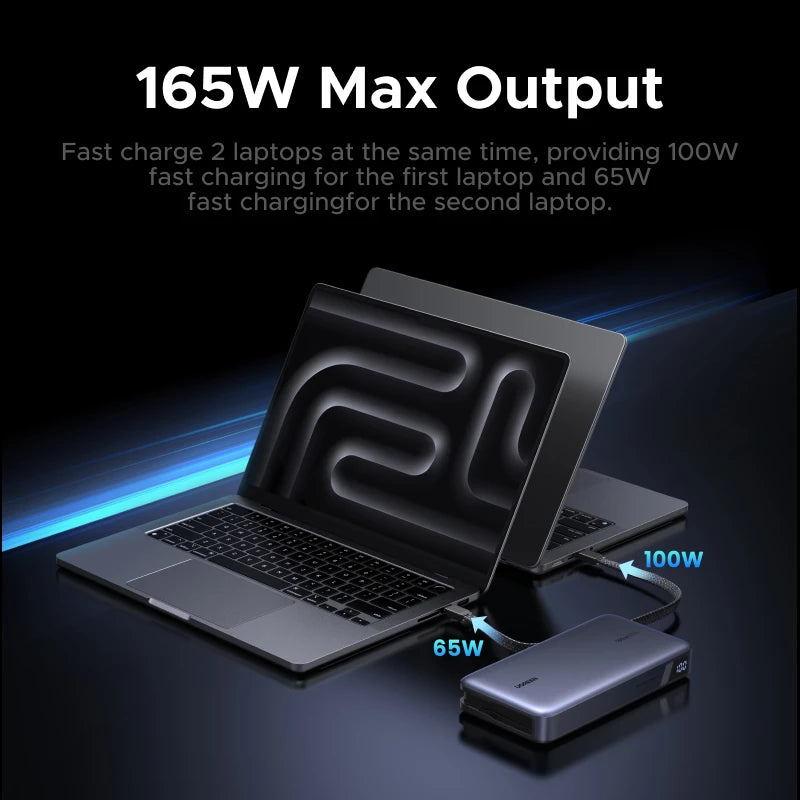 Tidesmit 165W 25000mAh Fast Charging Power Bank with Dual Cables Tidesmit