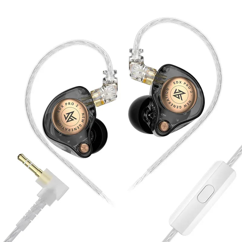 KZ EDX Pro In-Ear Monitors | HiFi Wired 3.5mm Earphones | Tidesmit Black MIC 3.5MM Tidesmit