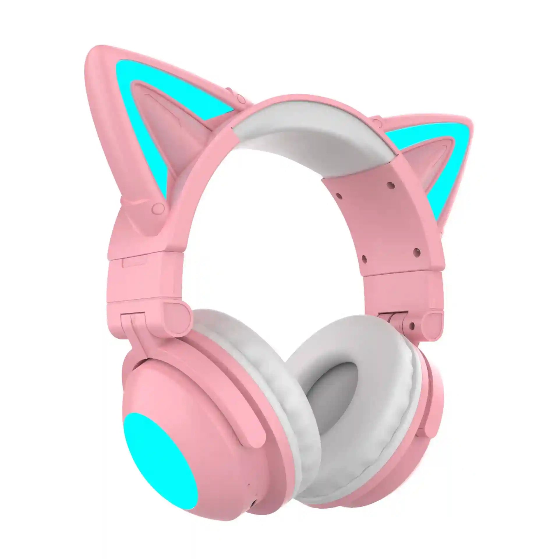 Wireless Cat Ear Headphones with RGB LED - Low Latency Audio Pink Tidesmit