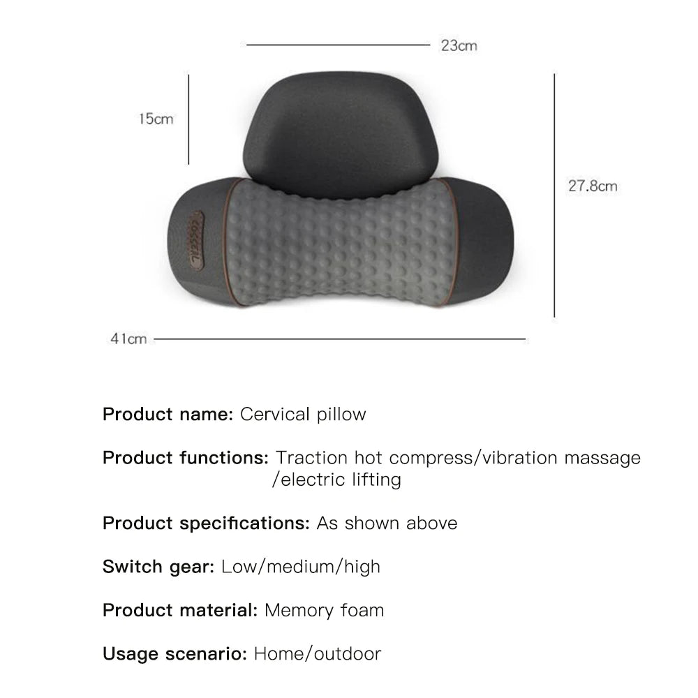 Electric Neck Massage Pillow with Heat Therapy and Vibration - Tidesmit Massage Cushion Tidesmit