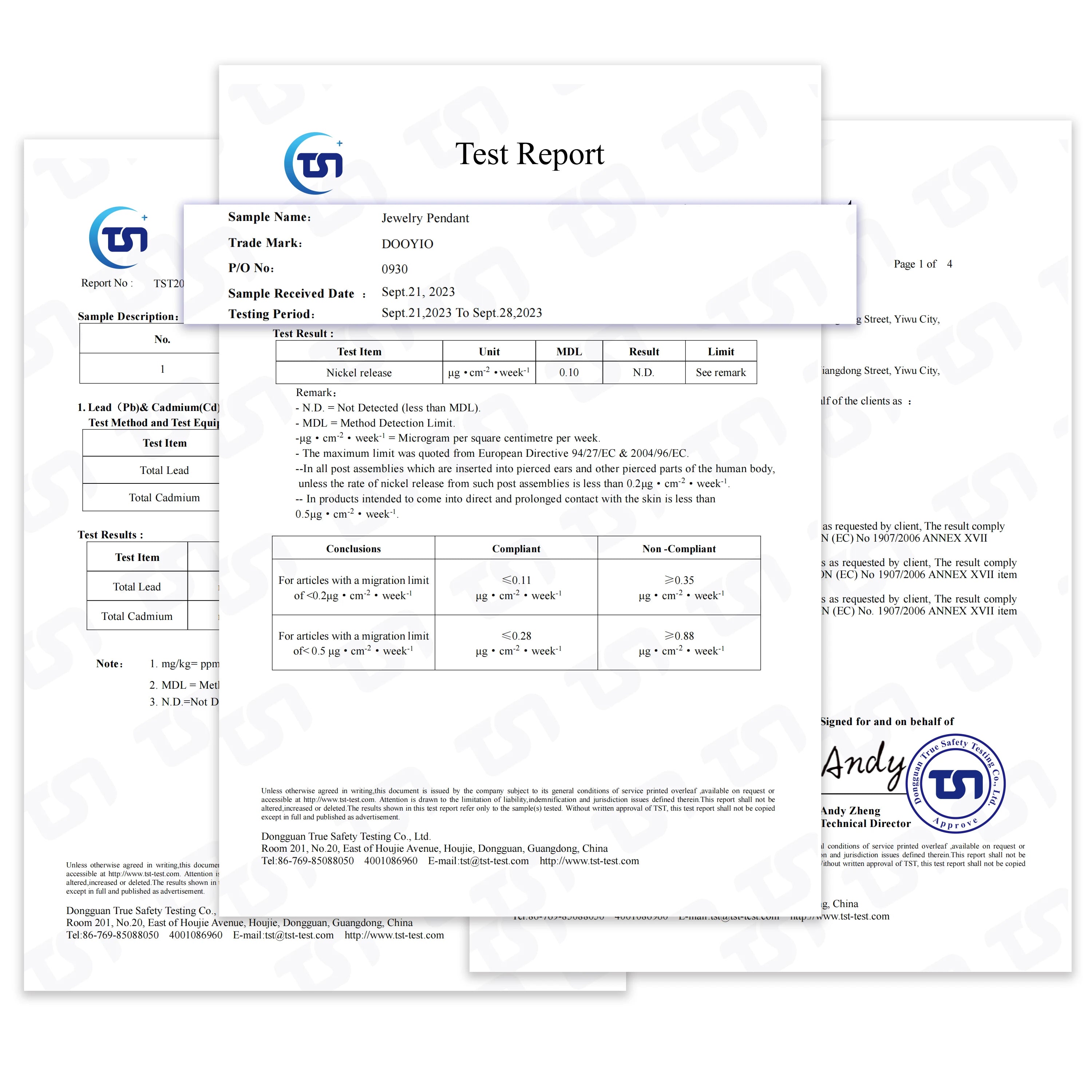 Safety test report for stainless steel pet dog paw and balloon dog jewelry charms for DIY necklaces and bracelets.