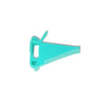 Turquoise plastic barcode printer buckle with mounting slot and release tab