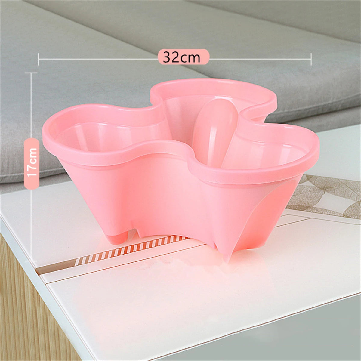 Pink four-petal vertical planter cup with four planting wells