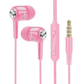 3.5mm Wired Headphones In Ear Headset Wired Earphones with Microphone Bass HiFi Stereo Earbuds Sports In-line Control For Phones Pink Tidesmit