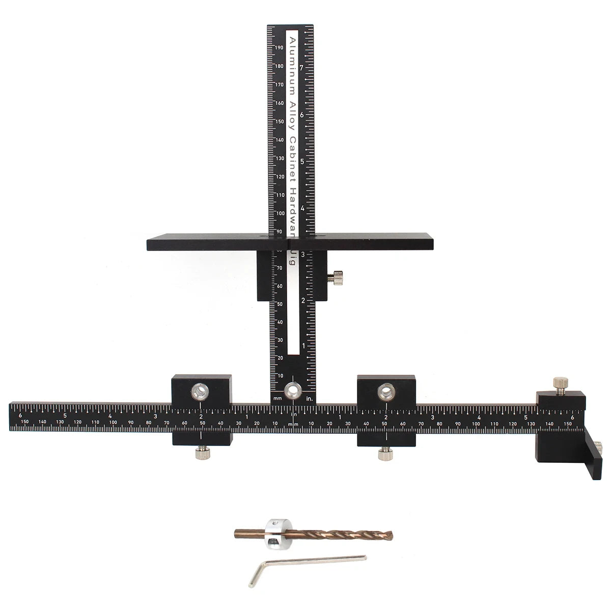 Adjustable Cabinet Hardware Jig Tool Aluminum Alloy Jig for Easy Installation of Handles and Knobs on Doors and Drawers with bit