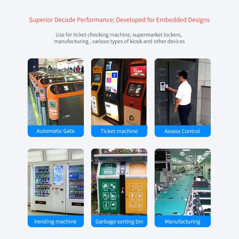 FM700B QR code and RFID access control reader shown in kiosk entry use