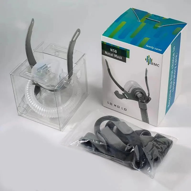 BMC N5B CPAP Mask Nasal Mask With Headgear For BIPAP Luna CPAP For Sleep Apnea Anti Snoring Forehead Support-free Design