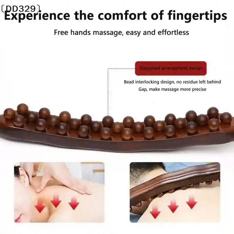 Massage Roller Stick for Back Pain Relief - 37 Beads Wood Tool Massage Roller Tidesmit