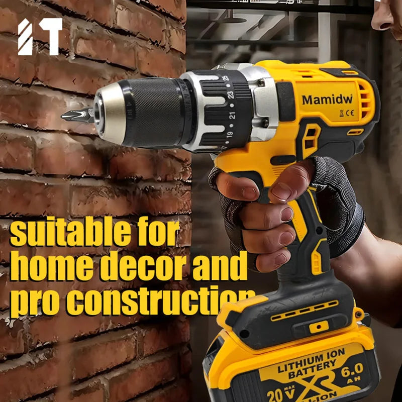 Mamidw 25+3 Multi-speed Torque Adjustment Brushless Electric Drill, Ergonomic Design, Durable Build, Compact Design, Sturdy Construction, Powerful Cordless Screwdriver (Tool Only) for DEWALT 20V Battery PIN Power Tool
