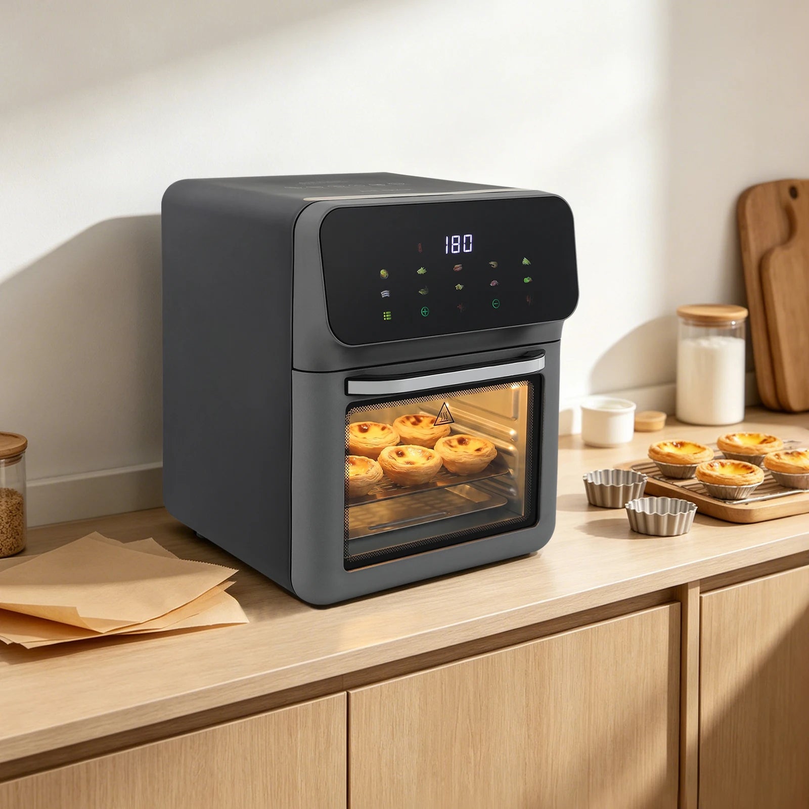 Air Fryer 10L 2.64Gal, Hot Air Fryer with Viewing Window & Touchscreen, 1350W 176-392°F for Family Meals