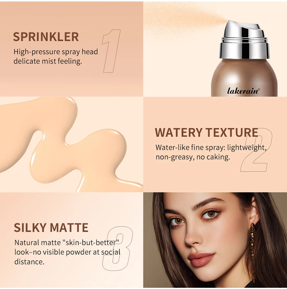 Tidesmit natural lightweight foundation spray with breathable matte finish and waterproof long-lasting formula