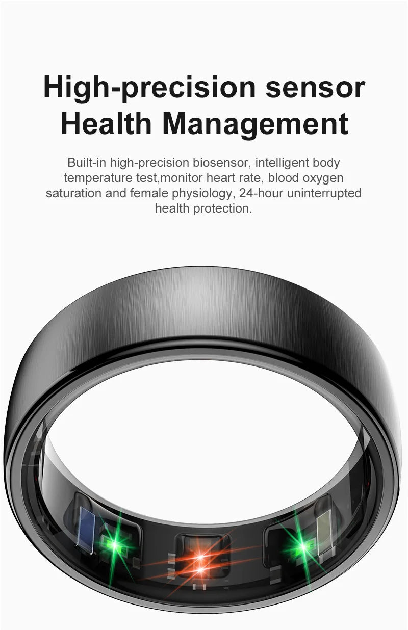 Women Men Fashion Smart Ring Fitness Tracker Health Sleep Monitor Blood Pressure Heart Rate Oxygen Monitor for Running, hiking