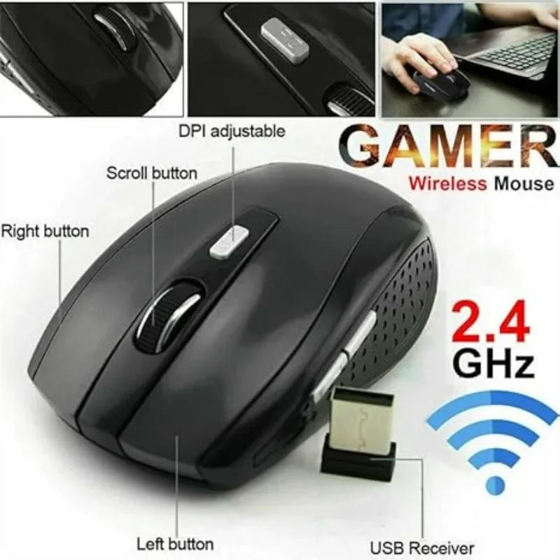 2.4GHz Wireless Mouse with USB Receiver Ergonomic Mouse with 1600 DPI Optical Resolution Compatible with Computer & Chromebook