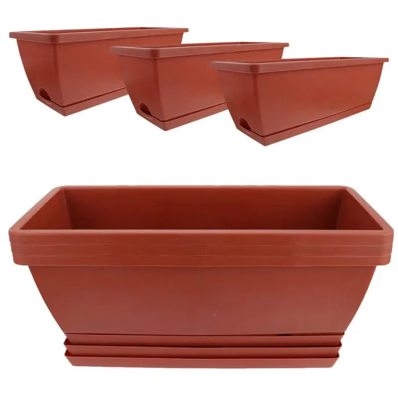 6pcs Balcony Planting Pot Flower Pots With Trays Container Flowerpot Vegetable Plastic Large Rectangular Garden Pots