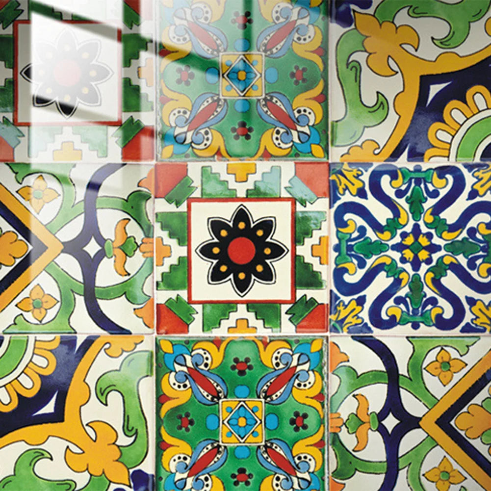 10Pcs Tile Decals Waterproof Mandala Backsplash Tile Decals Peel and Stick 10x10cm Self Adhesive for Bathroom Kitchen Backsplash