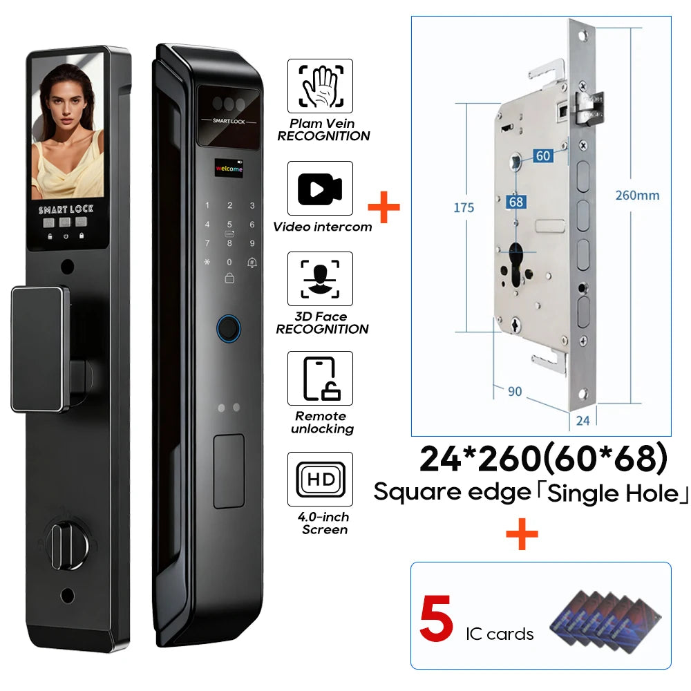 SANKESONG Tuya 3D Face Recognition Smart Lock with Security Camera Digital Electronic Intelligent Fingerprint Lock