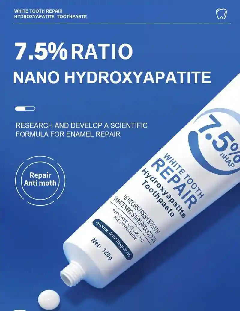 Tidesmit 120g hydroxyapatite whitening toothpaste for plaque removal, gum health, and fresh breath.