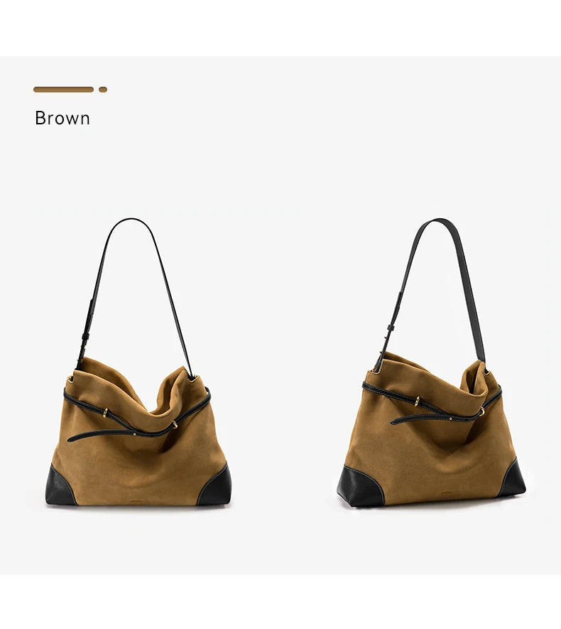 2026 ﻿Genuine Suede Women's Bag Large Capacity Crossbody Underarm Tote for Commuting Multi-functional BAFELLI Hobo Bag