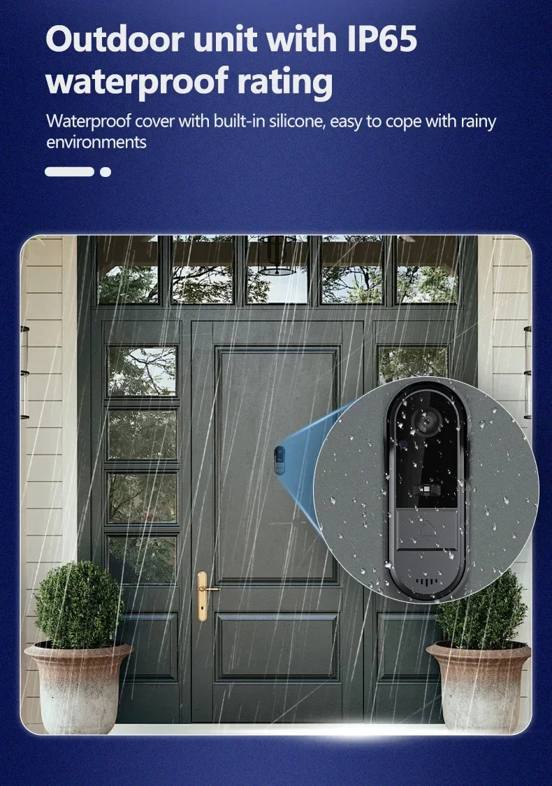 Wireless Wifi Doorbell Camera 1080P Video Intercom Doorbell Waterproof 4.3in IPS Screen Home Security Door Bell IR Night Vision
