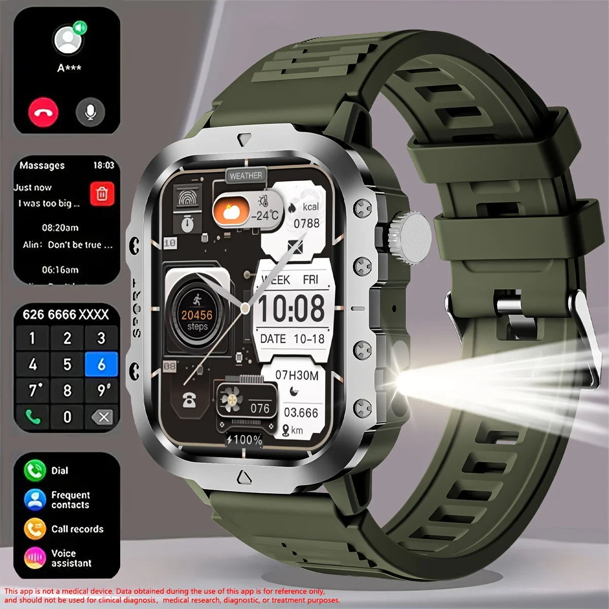 LAXASFIT 2026 New LED Smart Watch Men Bluetooth Calling Voice Control Multi Sport Modes Health Monitor Outdoor Smartwatch