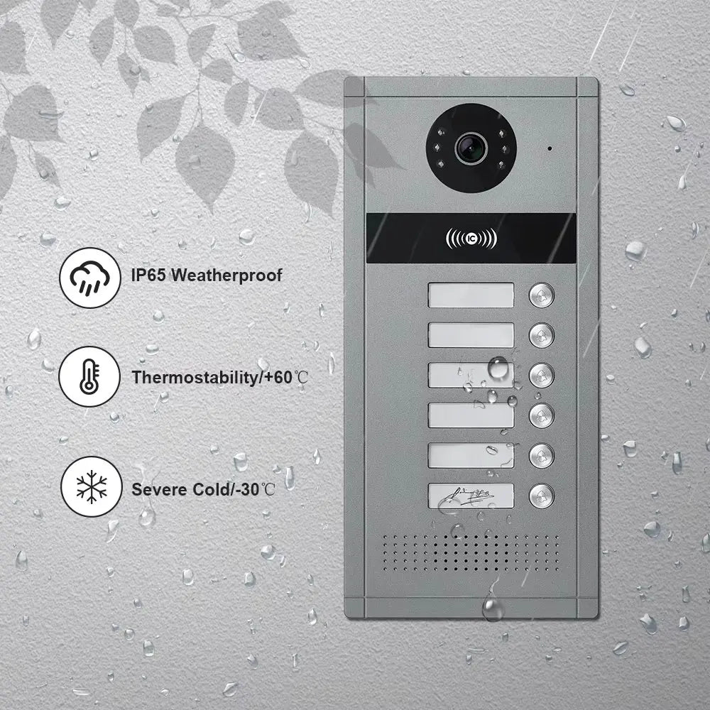7 inch Touch Screen Video Doorbell Intercom 4 Wired Tuya WiFi Video Doorphone System for 5/6/8 Family Apartment RFID Card Unlock