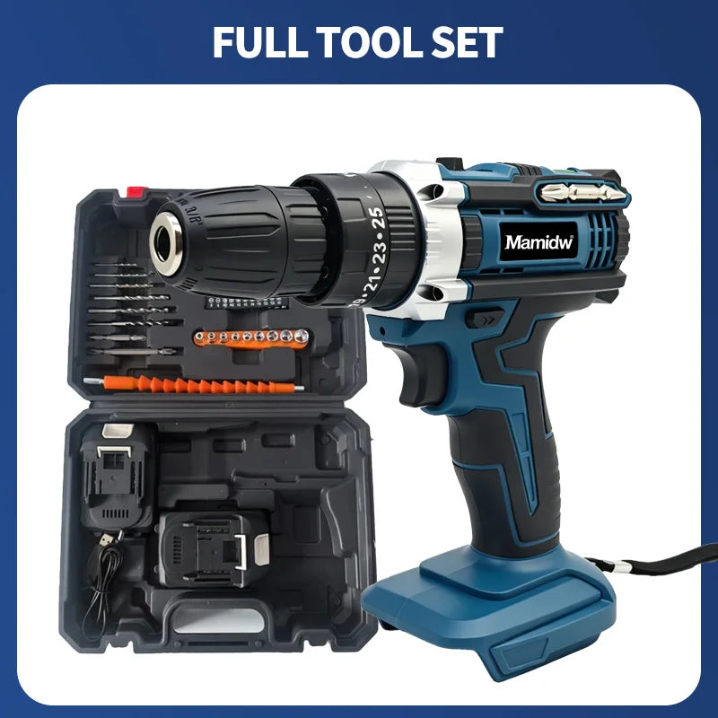 25+3 Torque Impact Drill Electric Screwdriver Cordless Electric Hammer Drill Driver 2 Gear Speed Lithium-Ion Battery Power Tool