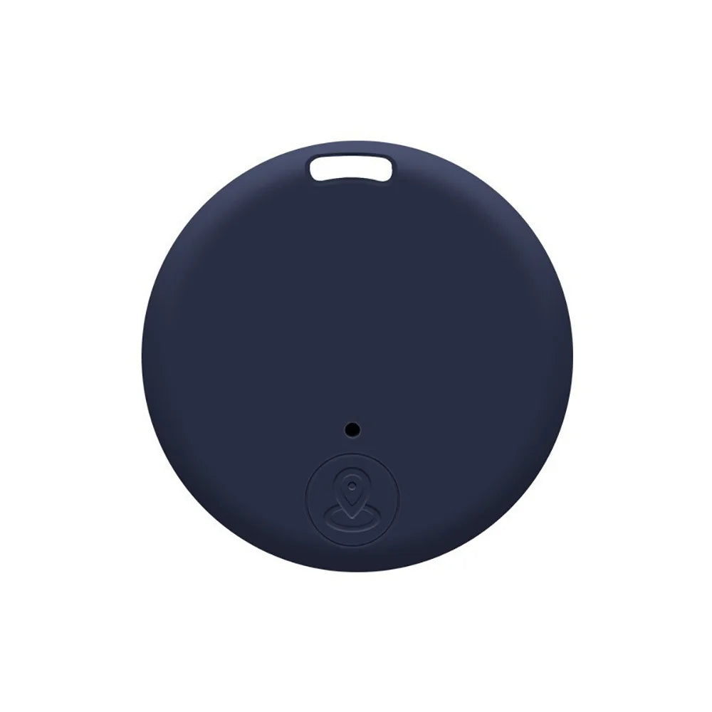 Dark blue mini Bluetooth GPS pet tracker and smart finder for easy tracking of dogs, cats, and personal belongings.