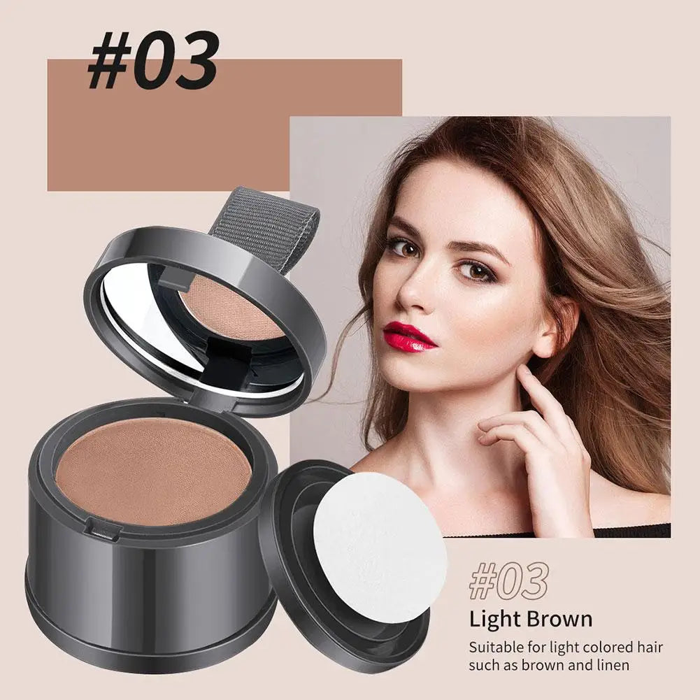 Tidesmit hair line powder for root coverage showing shade swatch of 4 colors for instant face makeup blending