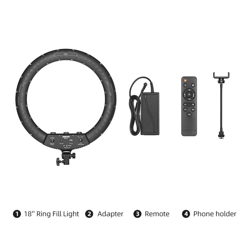 18 Inch LED Ring Light with Remote - Bi-Color Content Creation Kit Kit 7 Tidesmit