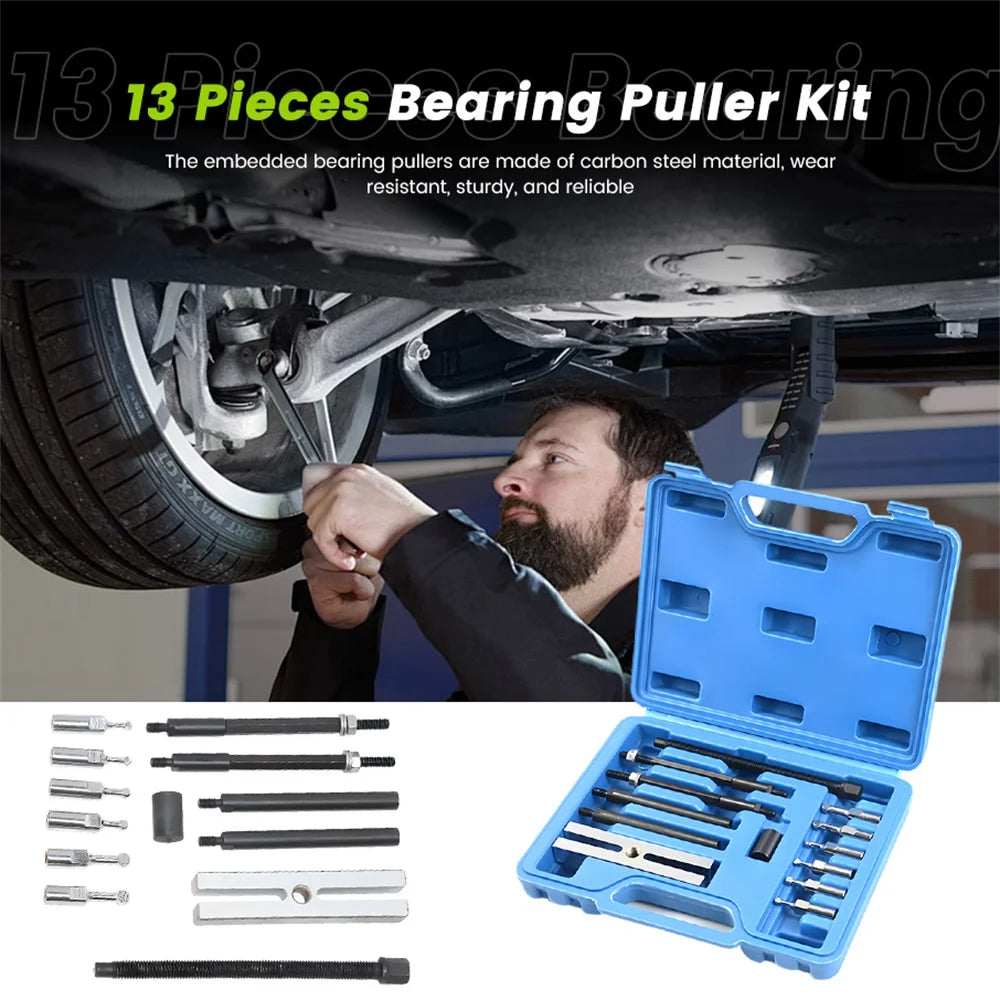 Podofo 13Pcs Bearing Puller Removal Tool Set Internal Blind Hole Bearing Extractor Kit Carbon Steel Auto Wheel Hub Puller For Car Truck Motorcycle Repair Garage Mechanic