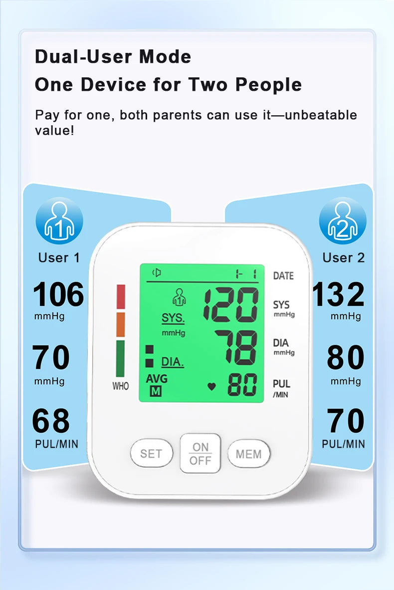 Spanish Voice Arm Automatic Blood Pressure Monitor BP Sphygmomanometer Pressure Meter Tonometer for Measuring Arterial Pressure