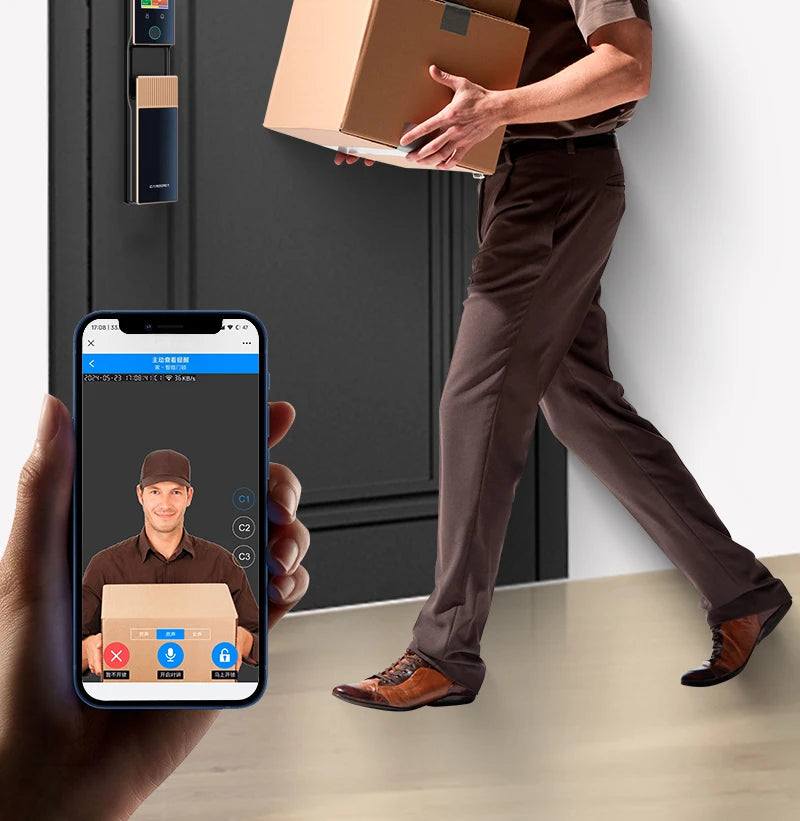 Cardoria Fully Automatic AI Dual Screen Camera Dual Electric Palm Vein Door Entry Intelligent Fingerprint Facial Lock Smart Lock