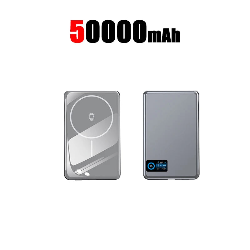 Magnetic Fast Charging Power Bank 50000mAh - Portable USB-C Battery Pack Silvery 50000mAh Tidesmit