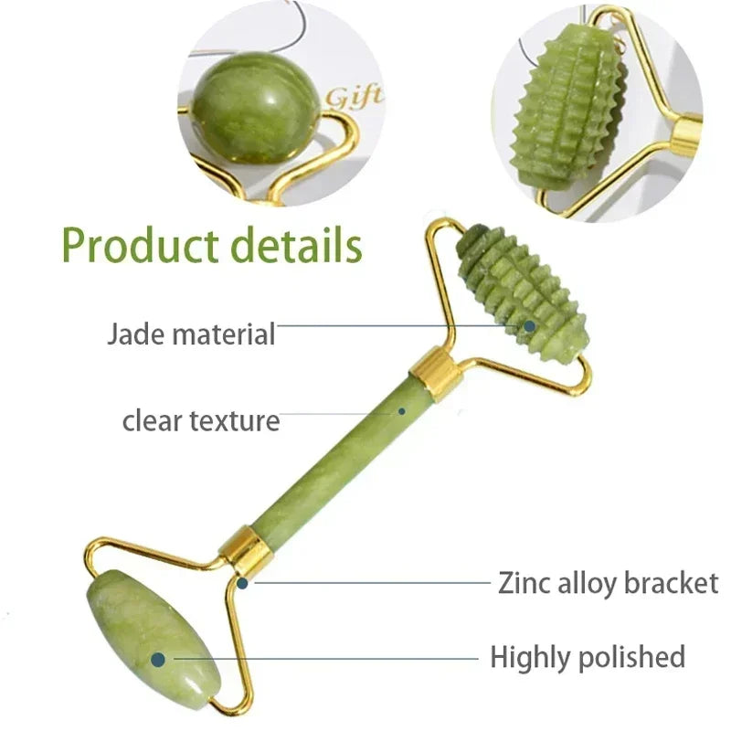 Jade Roller and Gua Sha Set | Natural Stone Facial Lifting Massage Tool Body Shaping Massage Equipment Tidesmit