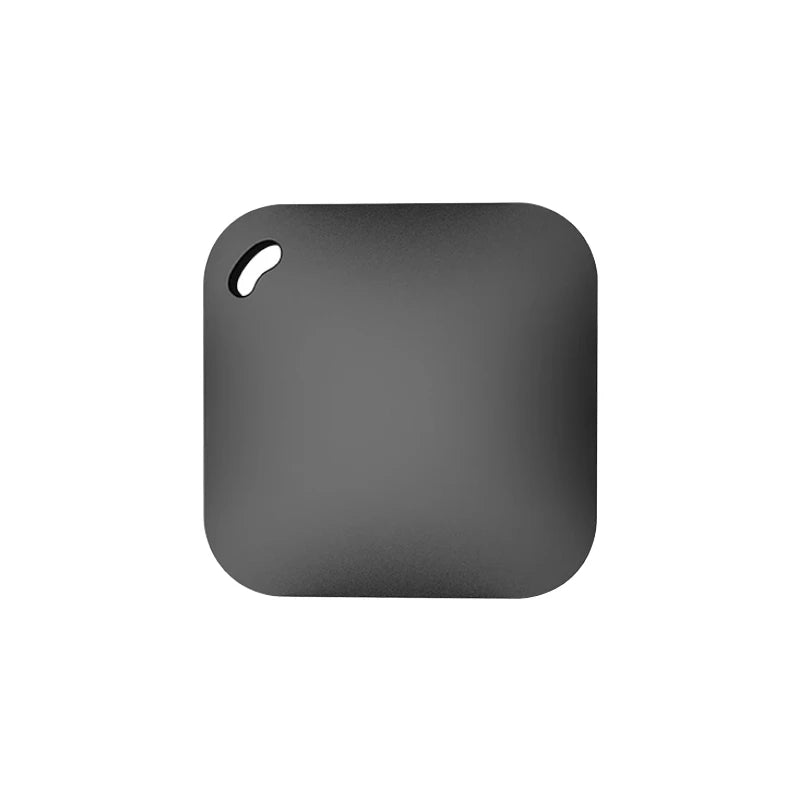 Black smart GPS tracker for pets and keys, compatible with Apple Find My for accurate real-time location tracking.