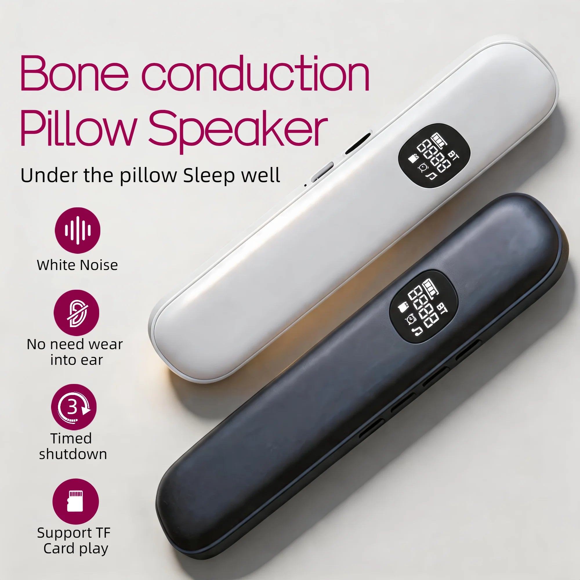 Bone Conduction Sleep Headphones Under Pillow Speaker Bluetooth 5.3 White Black Wireless Stereo Sound Headband
