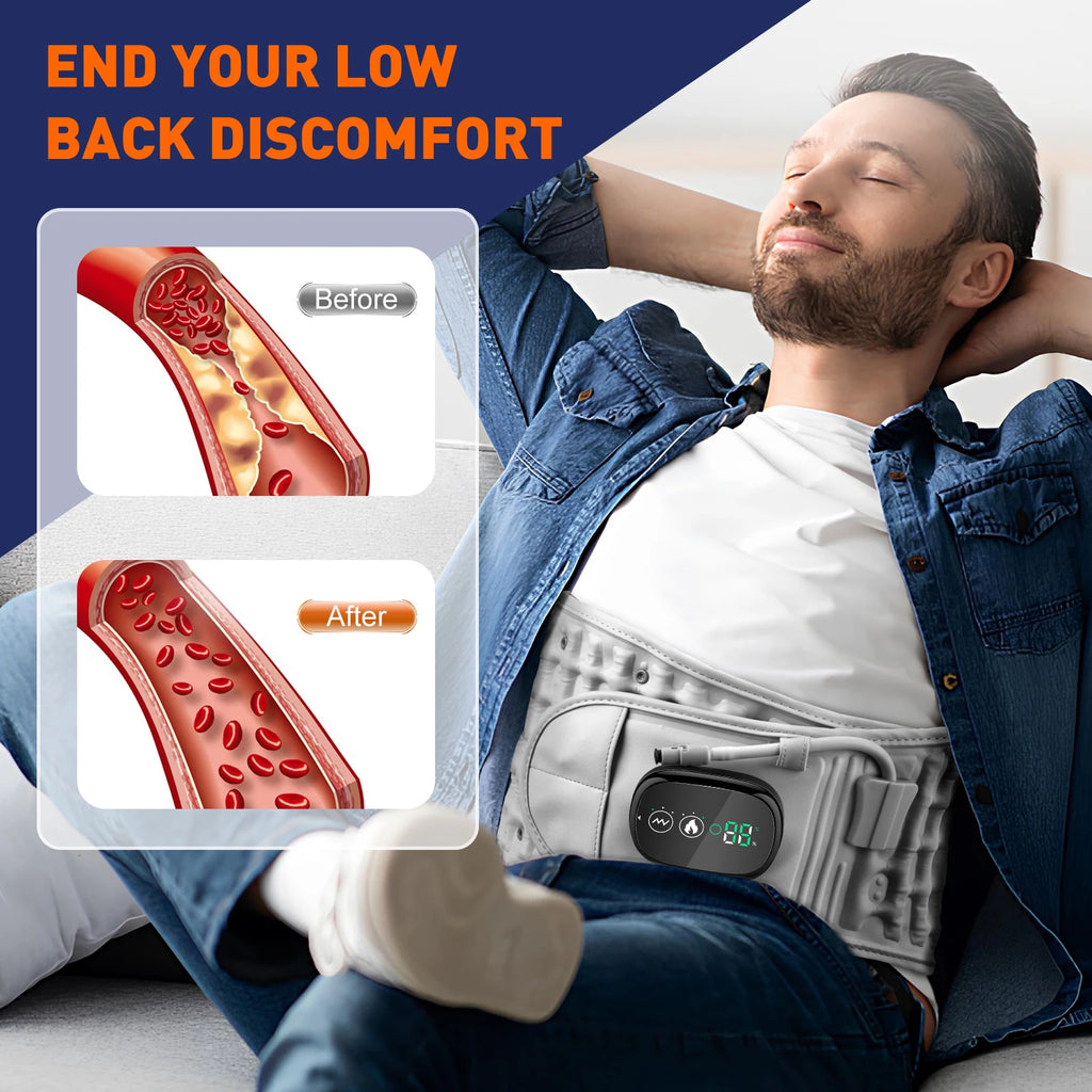 Lumbar Decompression Belt with Red Light Therapy and Vibration Support Fascia Gun Tidesmit