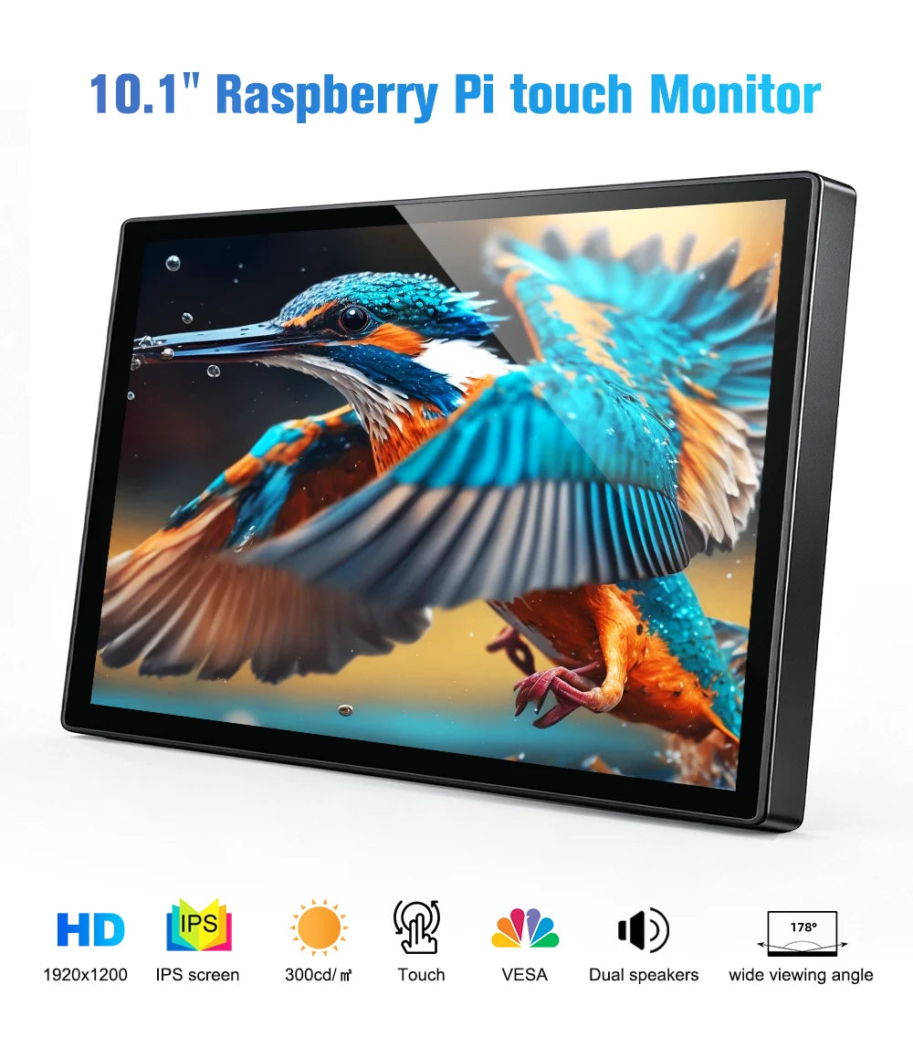 FORZOLA Raspberry Pi Screen 10.1 Touchscreen Monitor 1920x1200 HDMI Monitor IPS Display Free-Driver for Raspberry Pi 5/4/3/2 Win