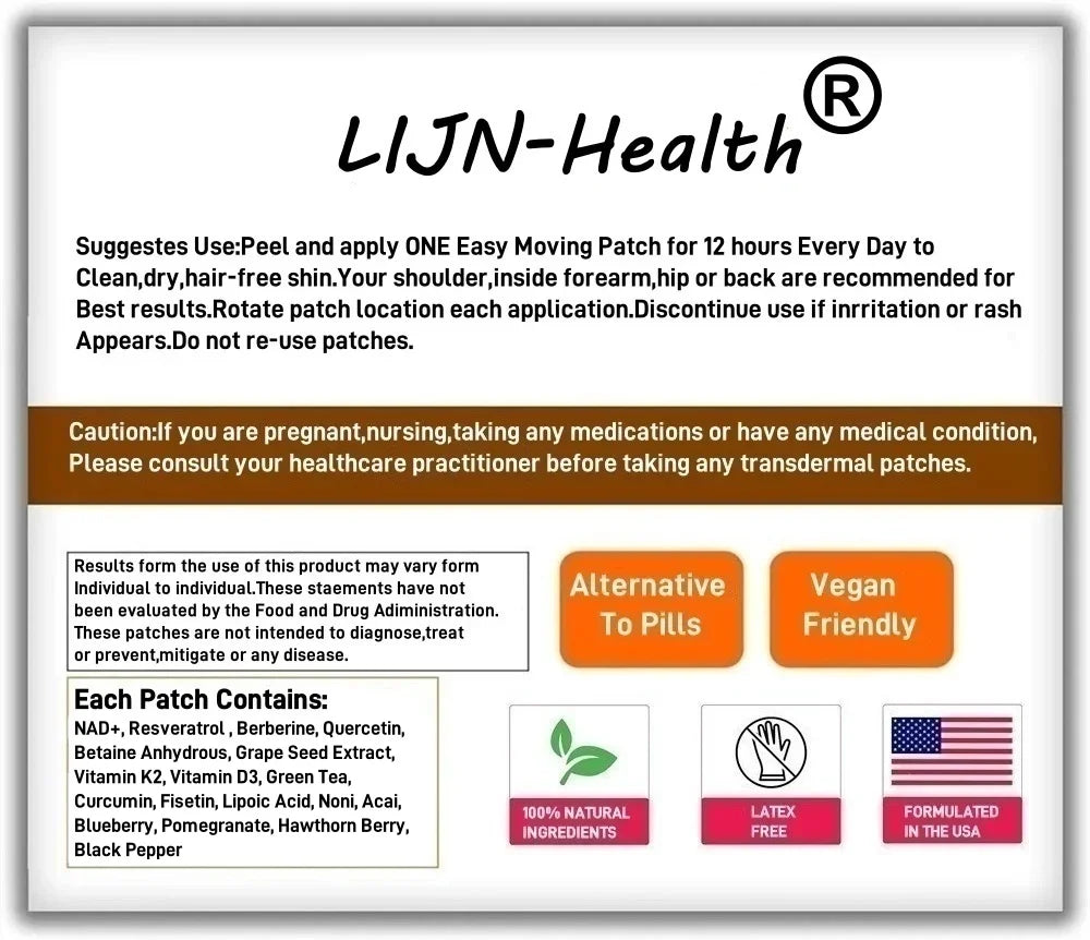 30 Patches NAD Transdermal Patches with Trans Resveratrol, Quercetin, Grape Seed, Fisetin for Anti-Aging, Energy & Focus Boost