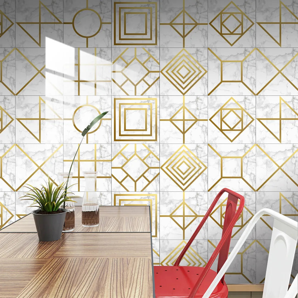 10pcs Crystal Tile Wall Stickers Self-Adhesive Kitchen Tiles PVC Backsplash Stickers Peel and Stick Bathroom Faux Stone Effect