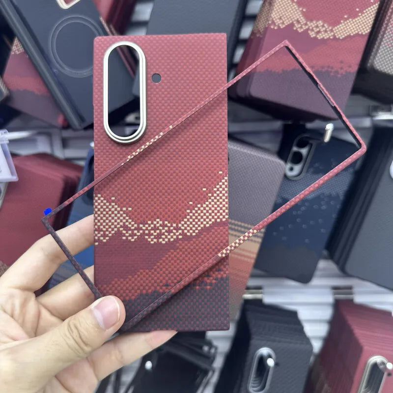 Samsung Galaxy Z Fold 7 Case - Slim Aramid Fiber Magnetic Cover Red1 Tidesmit