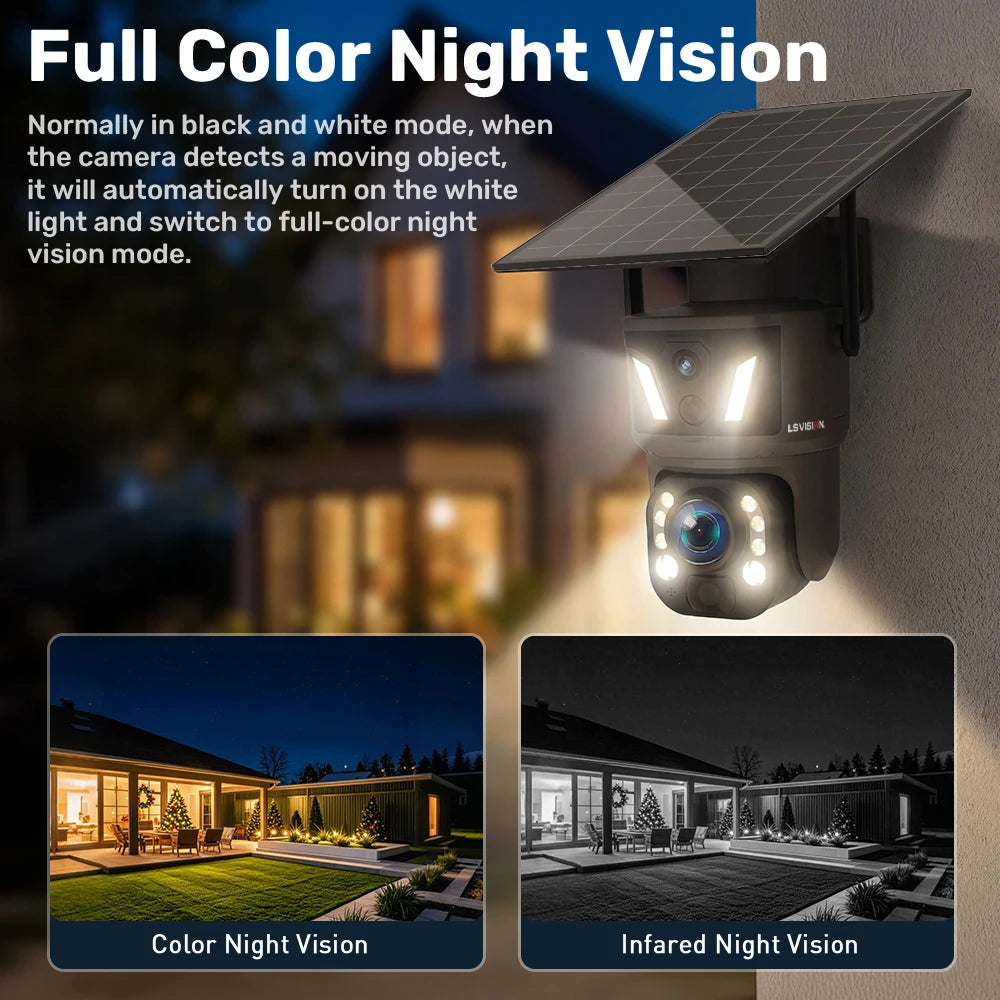 LS VISION 4K 99X Optical Zoom 4G Solar Camera Outdoor WiFi PTZ Dual Screen Dual PIR Detection Auto Tracking CCTV Camera Ubox App
