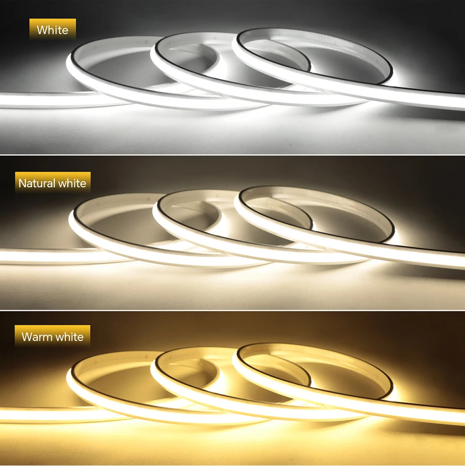 Super Bright 220V COB LED Strip with Switch FOB Tape Ribbon EU Plug 2M 5M 30M 25M 20M 15M 10M LED Lights For Kitchen Room Decor