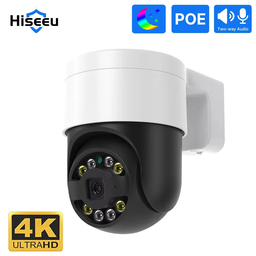Hiseeu 8MP 4K POE PTZ IP Camera Color Night Vision Face Detection Audio Outdoor H.265 Onvif AI Street Home Security CCTV Camera