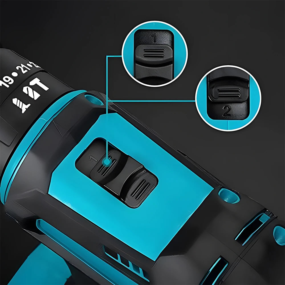 Podofo 10mm Cordless Impact Hammer Drill Drill Driver Stepless Speed High Torque Handheld Rechargeable Power Drill For Wood Metal Drilling Screw Driving Home Repair Power Tool