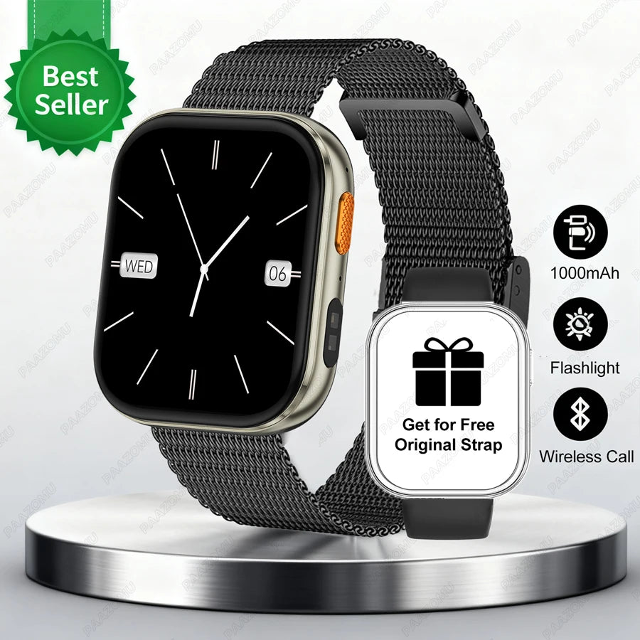 New Smart Watches Men 1000mAh Battery Heart Rate Sleep Monitor Bluetooth Call IP68 Waterproof Smartwatch Women For Android iOS